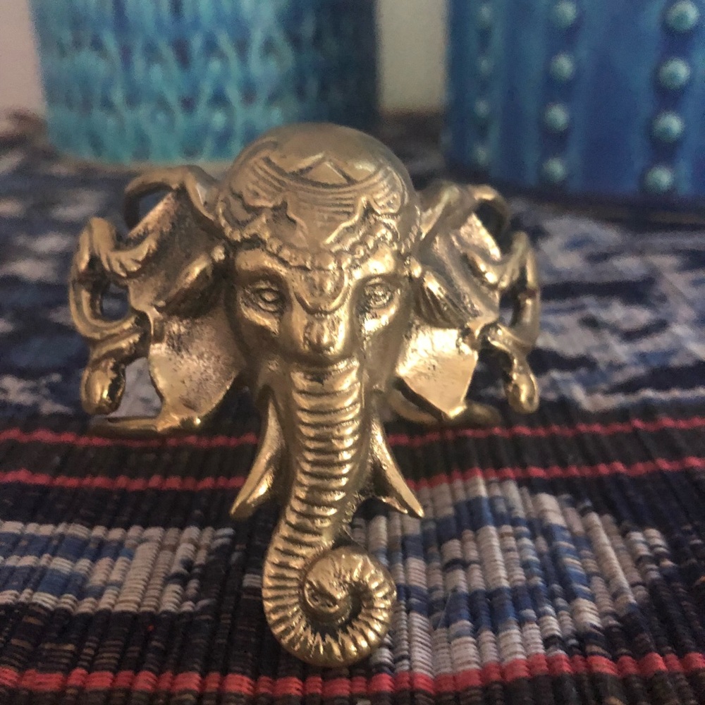 Gold elephant cuff bracelet